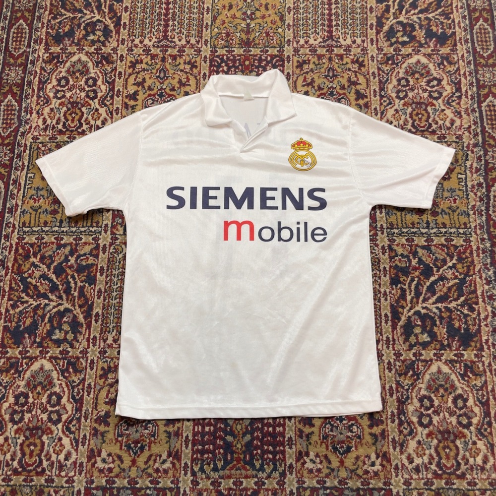 VTG 2002 Real Madrid Ronaldo 11 Siemens Mobile Home Jersey White Soccer Italy L